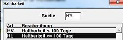 Haltbarkeit Lang (HL - länger/gleich 100 Tage) oder kurz (HK - kürzer als 100 Tage)