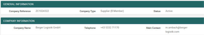 Sedex Company Reference Number